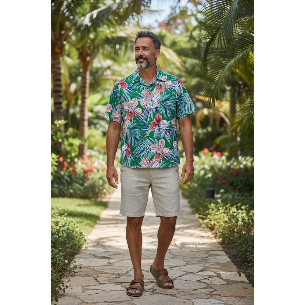 Tommy Bahama Mens XL Iris Oasis Emerald Green Hawaiian Short Sleeve Shirt NWT